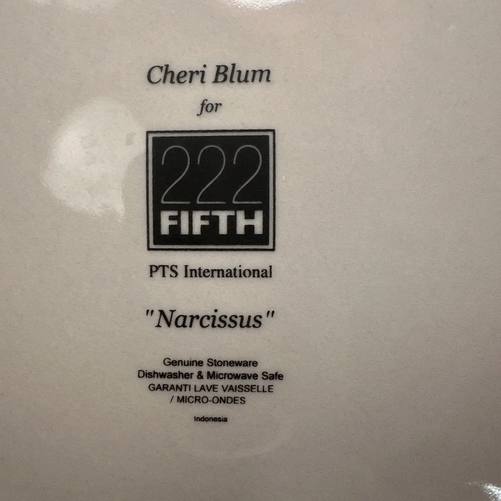 Cheri Blum for 222 Fifth (4) Narcissus Dinner Plates Stoneware‎  10.5